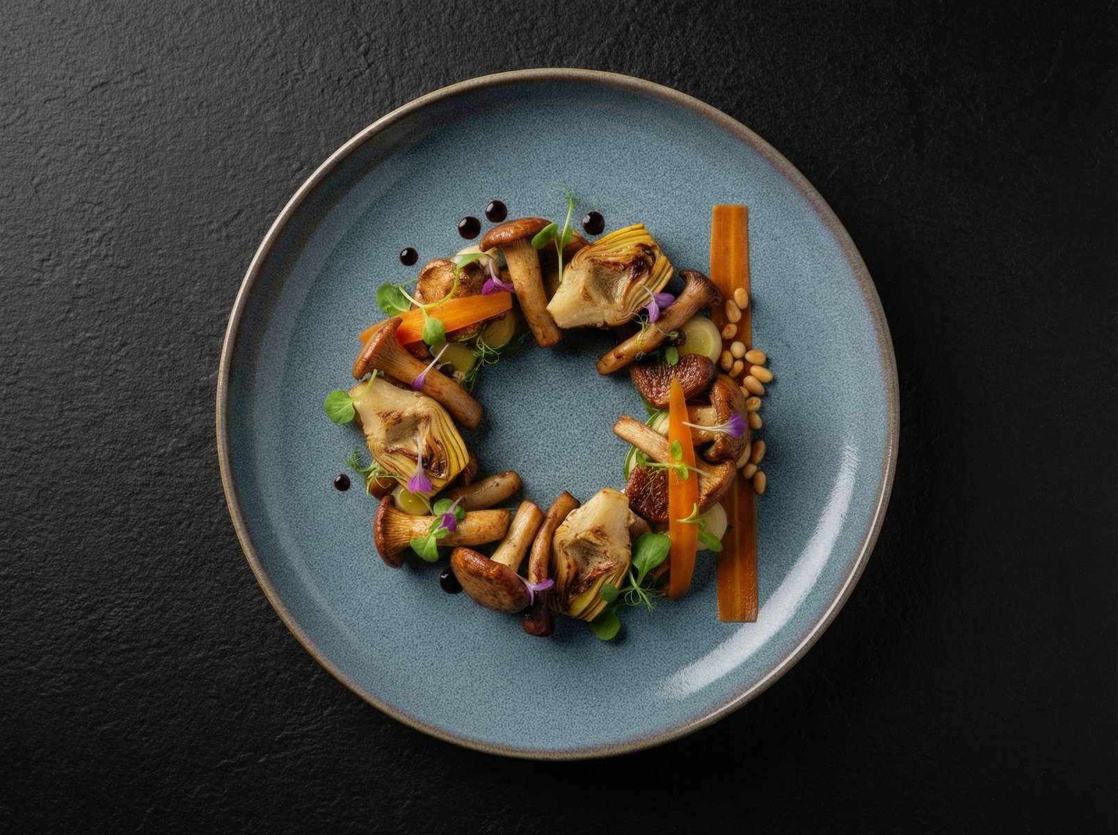 Fine dining - mushrooms and artichoke 