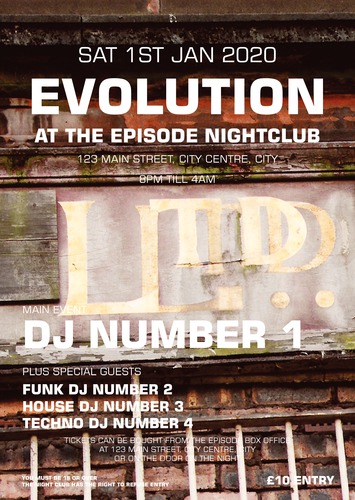 Nightclub A3 Flyers by Peter Stewart