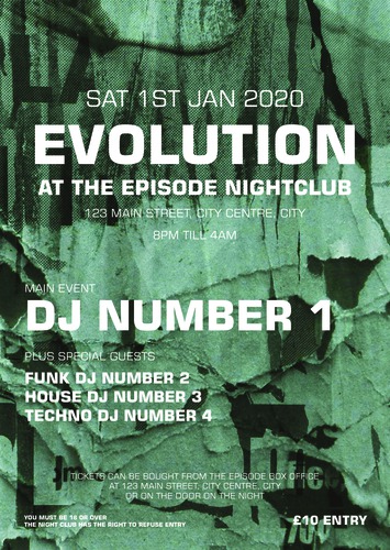 Nightclub A3 Flyers by Peter Stewart